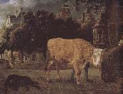 Jan van der Heyden Square cattle oil painting
